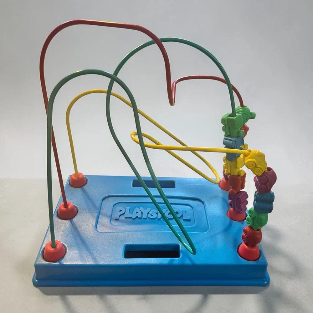 Vintage Playskool Bead Maze Roller Coaster Toy Vehicle Beads Activity Center